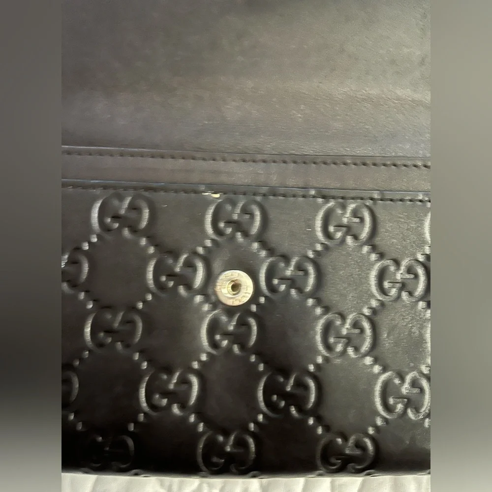 GUCCI Micro Guccissima GG Pattern Long Bifold Wallet Leather Black Gold